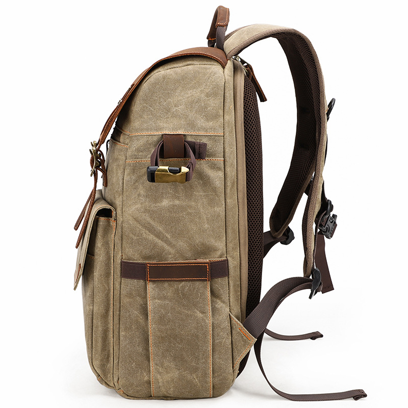 New European and American Photography Bag Outdoor SLR Shoulder Camera Backpack Waterproof Large Capacity Wax Dye Canvas Camera Bag