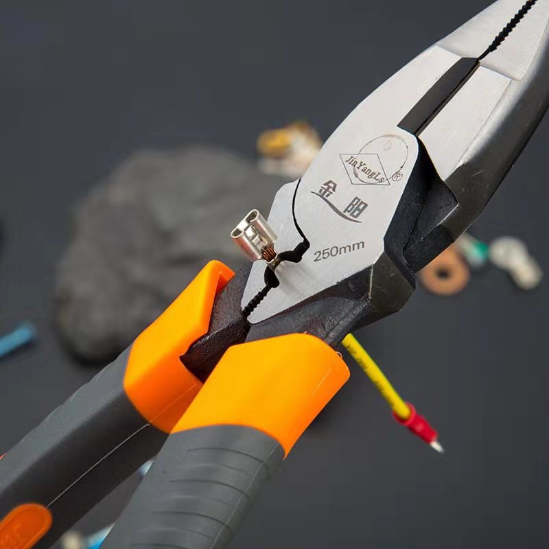 金阳10寸强力偏芯钢丝钳定制电工用剪皮线钢丝绳省力大号老虎钳