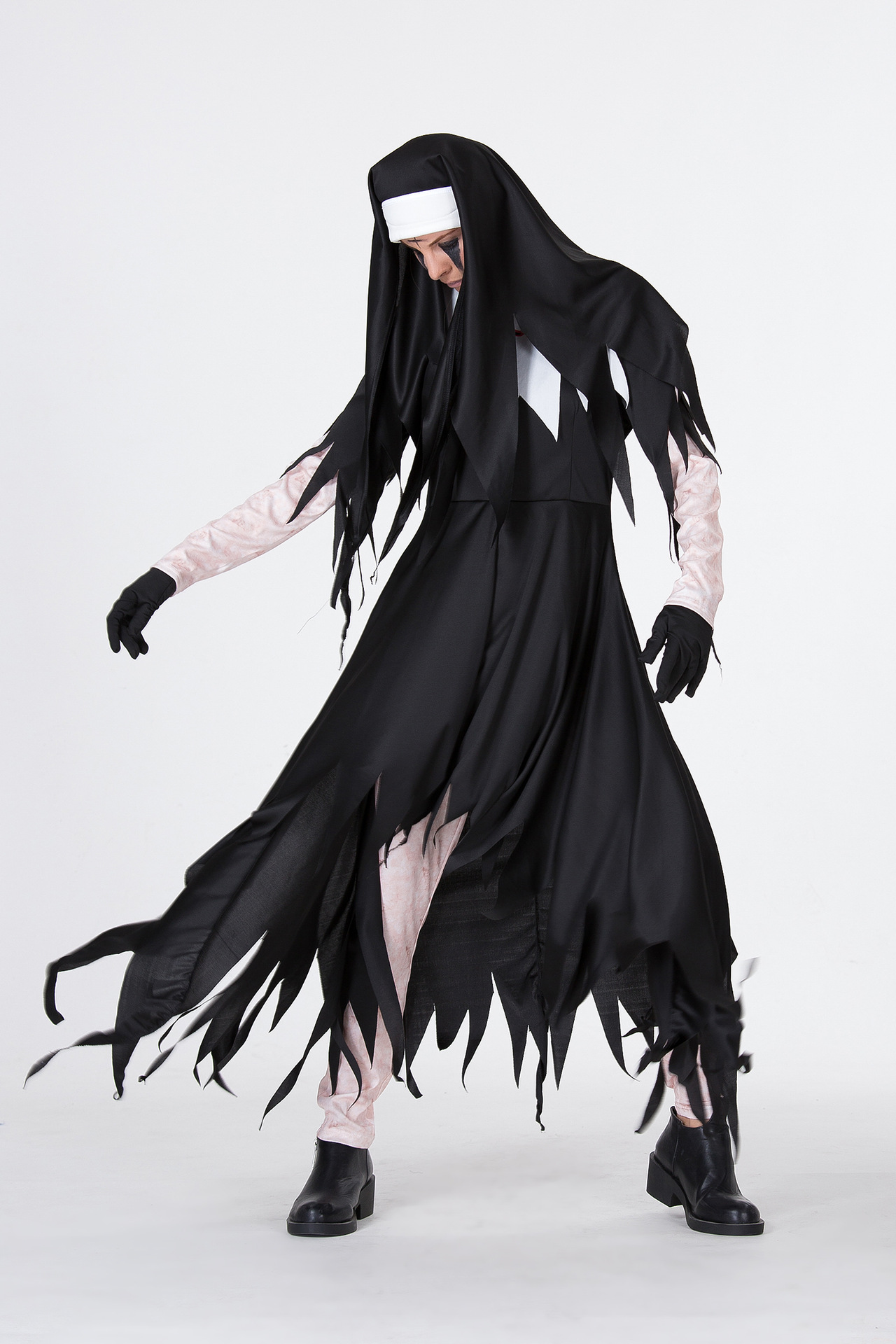 万圣节cos刺激吸血鬼修女服 角色扮演恶魔女服装 the nun鬼修女服