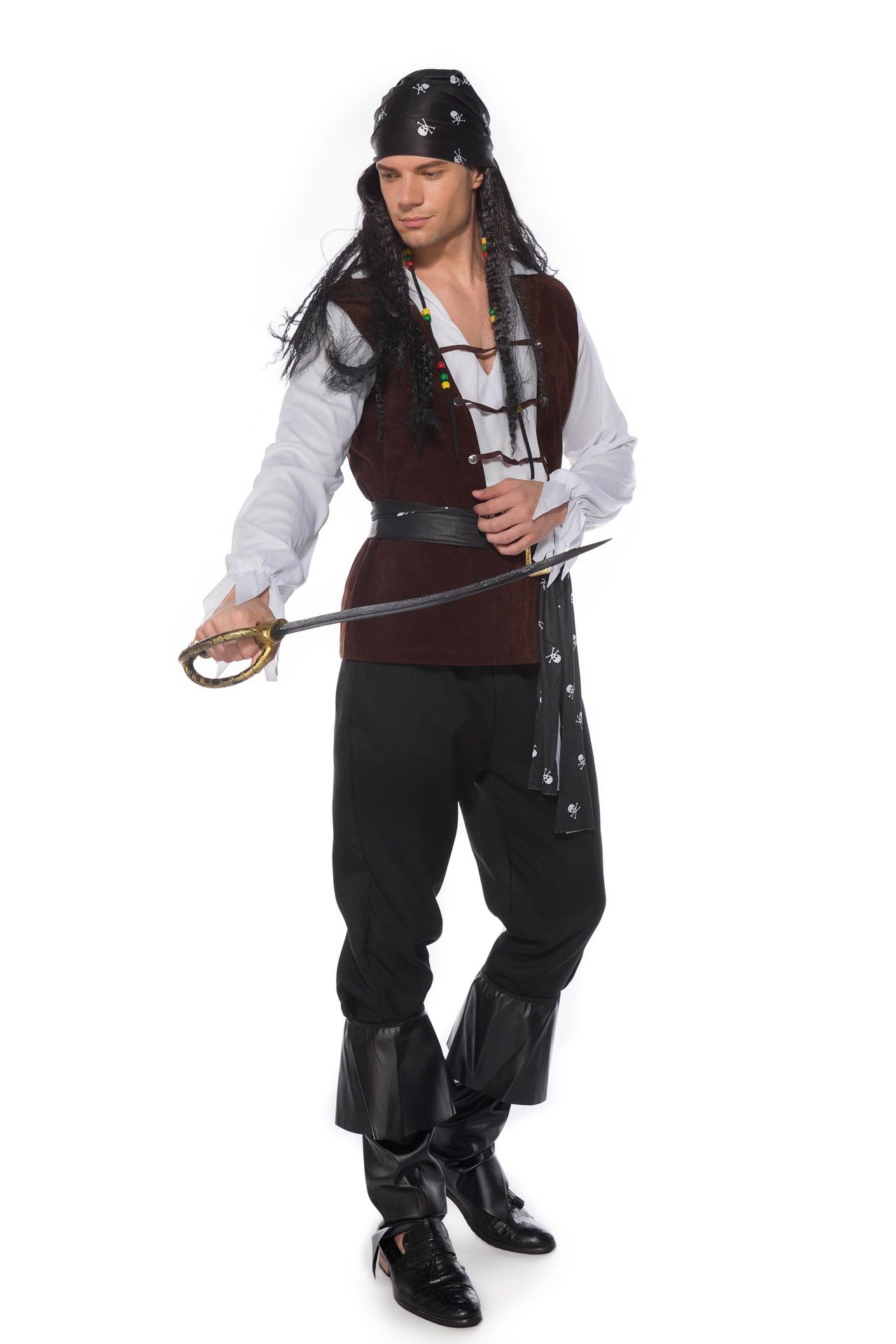 万圣节狂欢cos表演出服骷髅标志海盗船员加勒比海盗服角色扮演服