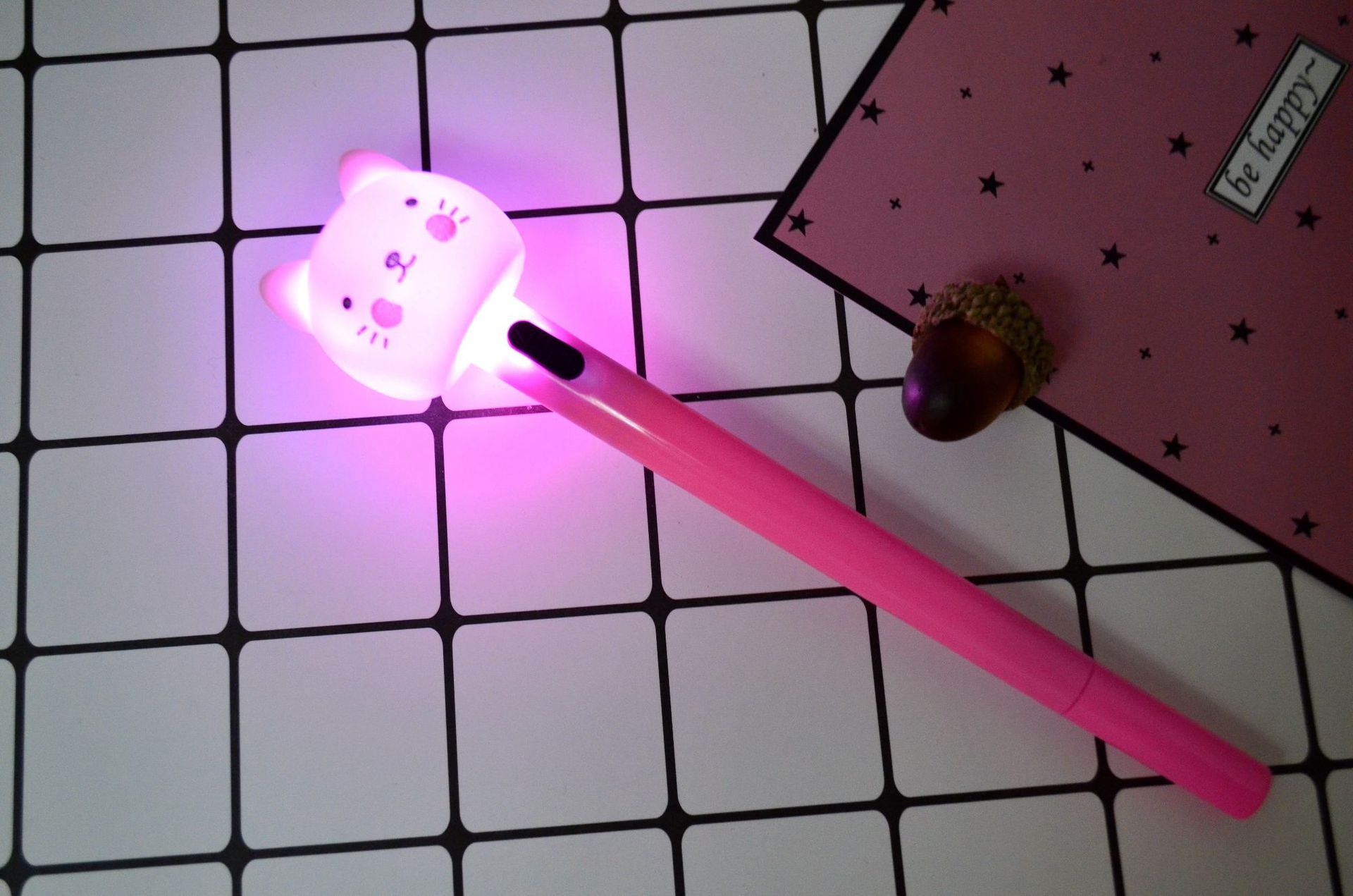 创意搪胶笔可爱带灯发光中性笔学生签字笔