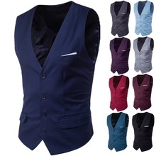 马甲外套Men slim vest Pure color business wedding Vest coat