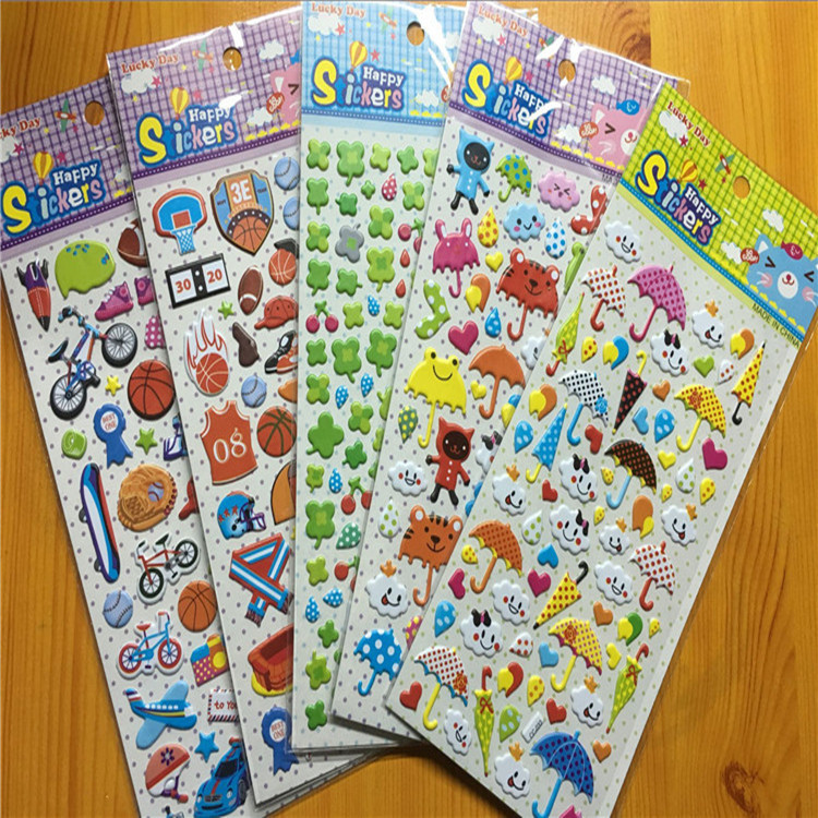 Korean Cartoon Stickers Toddler Cartoon Sticker 3D Raised Stickers Animal Pattern Fruit Dress-up Flowers and Plants Bubble Sticker