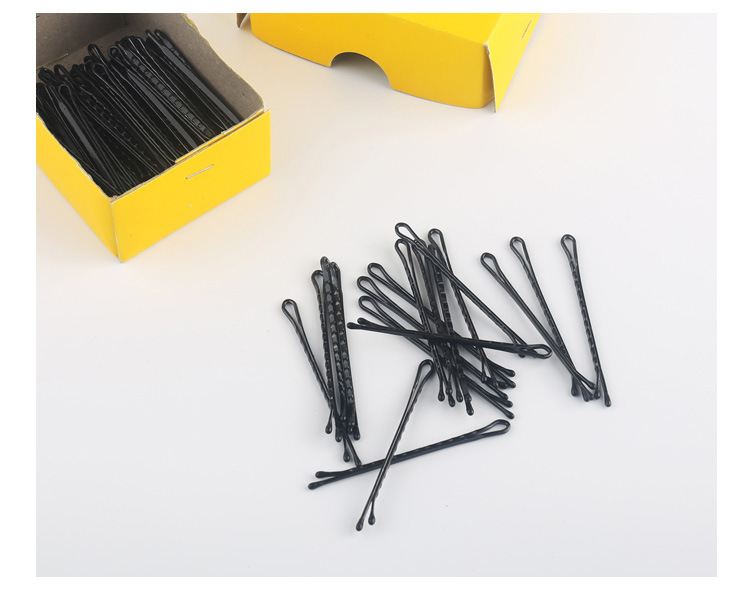 黑色盘发夹 平直波纹发夹 晚妆一字夹 影楼婚庆造型跟妆 美发工具