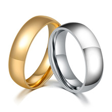 厂家批发不锈钢戒指 钛钢镀18K金 简约光圈戒指6mm镜面指环 男女