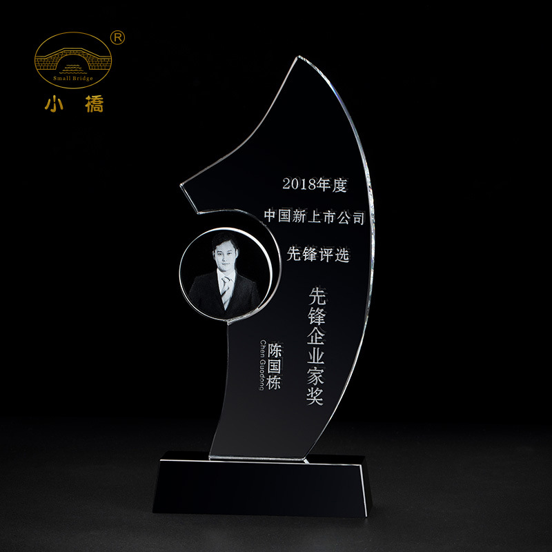 定制水晶奖杯杰出青年优秀企业家感动人物保险公司月销王定做照片