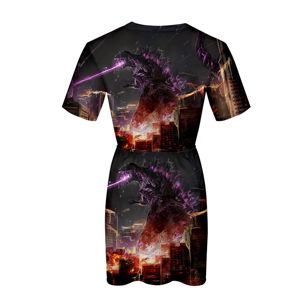 哥斯拉2:怪兽-godzilla 潮流个性化休闲连衣裙女款 一件代发