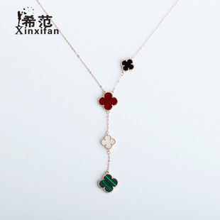 s925纯银h字母项链女镶嵌白贝锆石双面可戴网红轻奢风百搭高级感