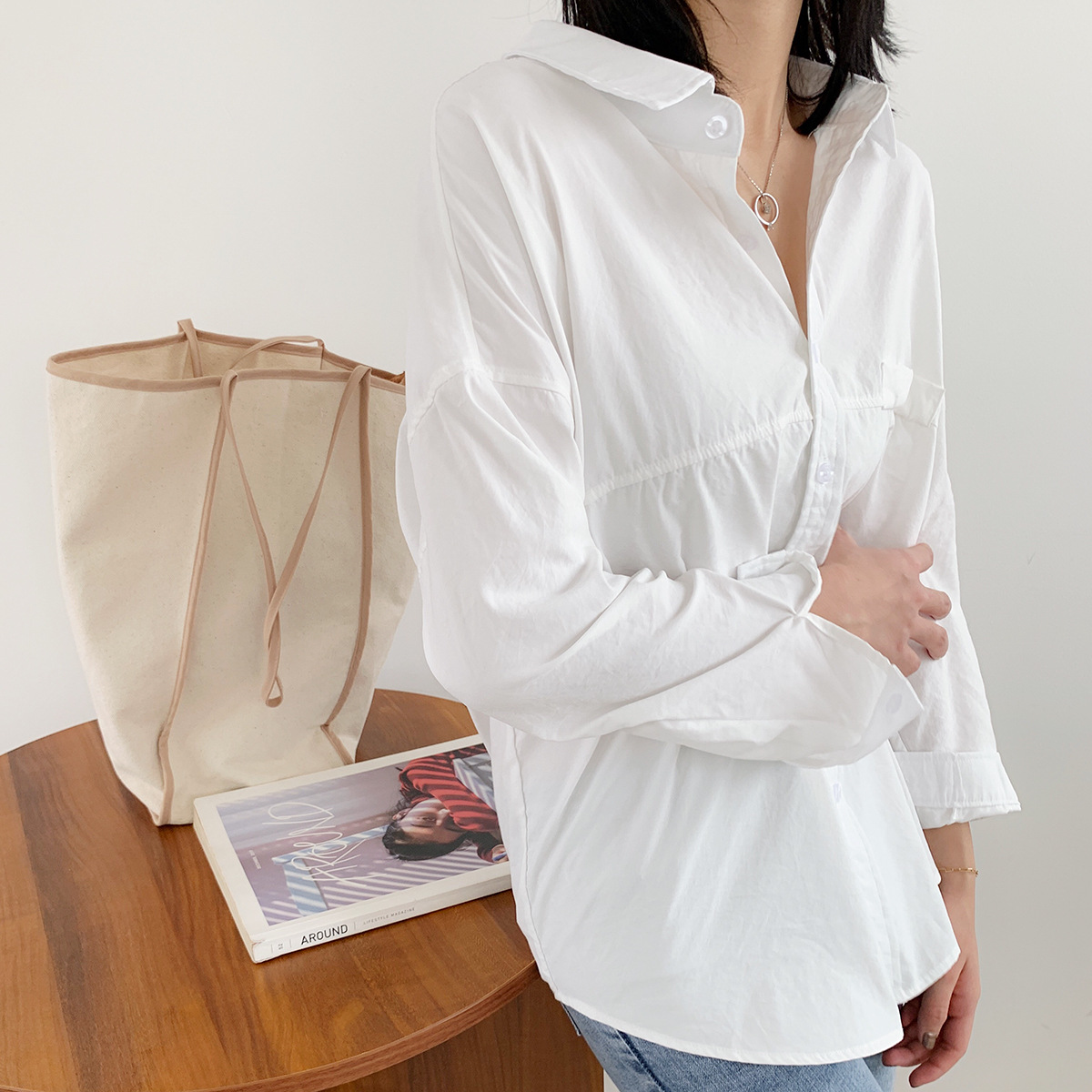 [Ovann] 5838 Solid Color Shirt Women's 2022 Autumn New Korean Style Women's Loose Long Sleeve Shirt Wholesale