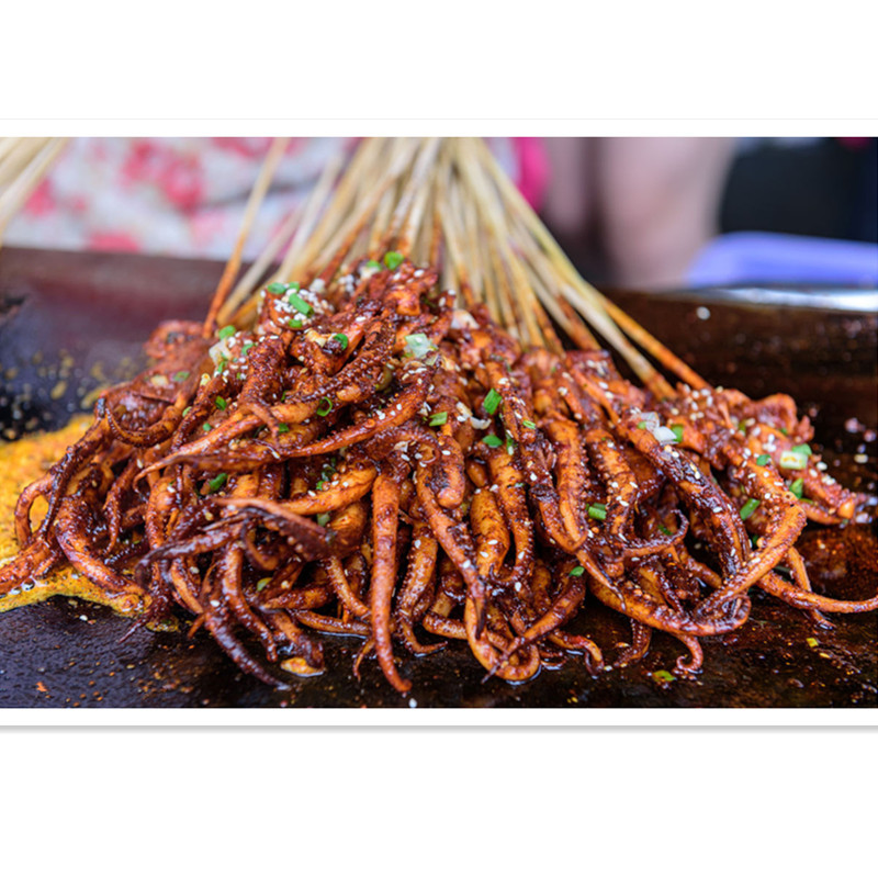 铁板鱿鱼须小串烧烤鱼鱿鱼足冷冻商用烧烤小鱿鱼小串串整箱1000串