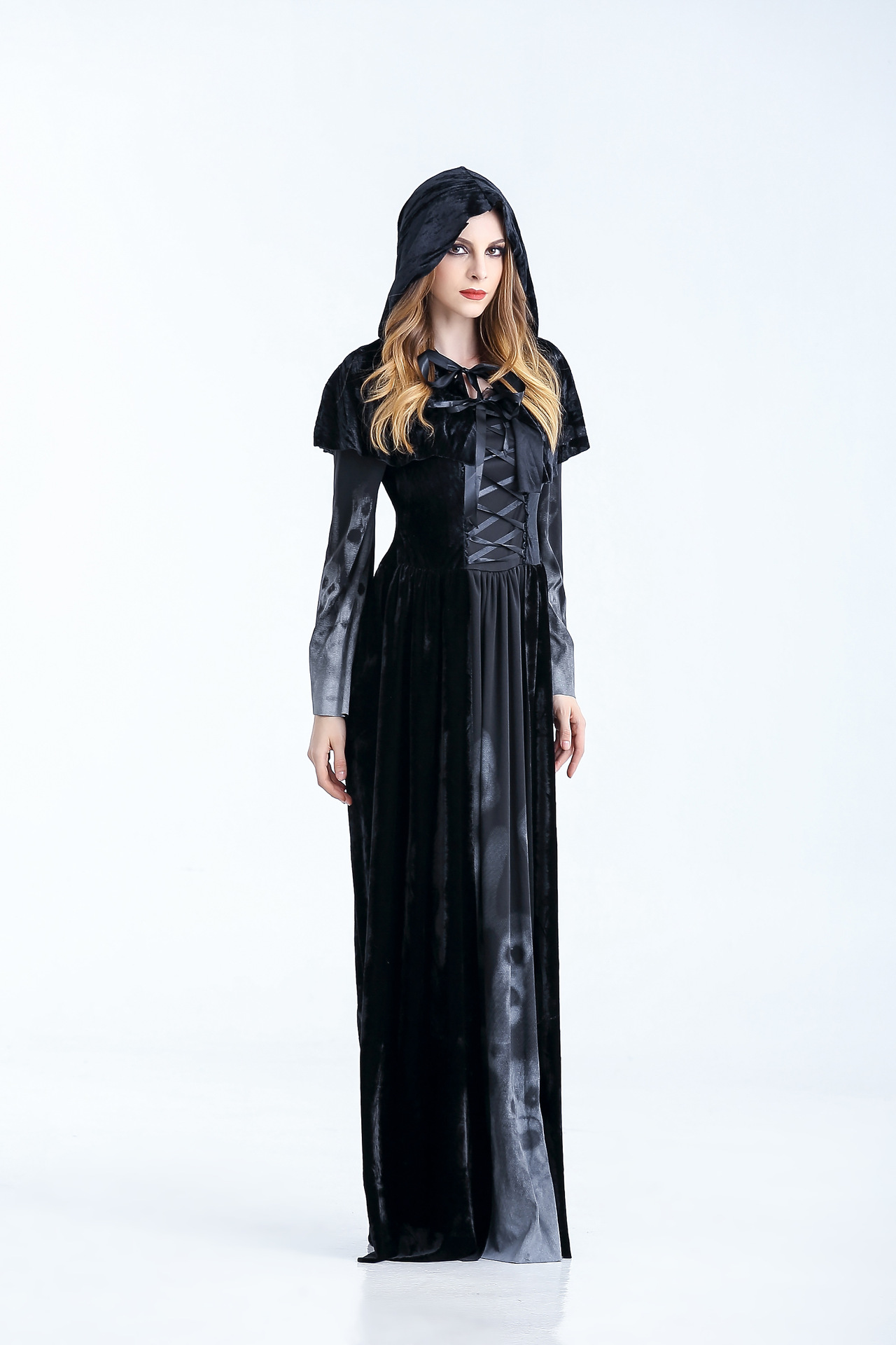 万圣节成人女死神长裙 恐怖骷髅吸血鬼角色扮演服酒吧ds舞台服装