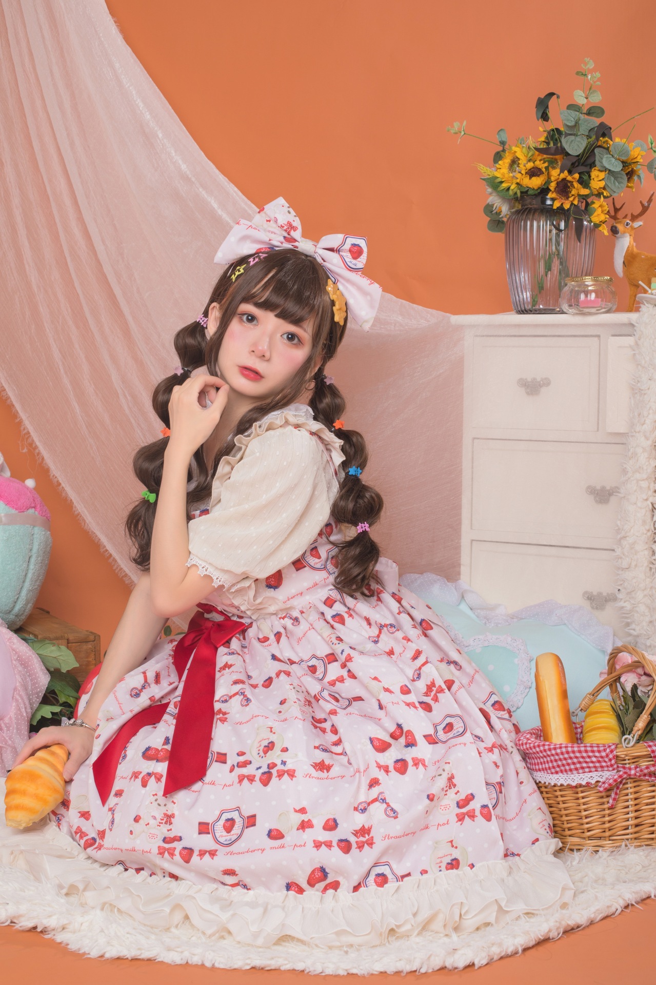 2019新款洛丽塔lolita甜美可爱 草莓牛奶罐jsk 软妹吊带裙