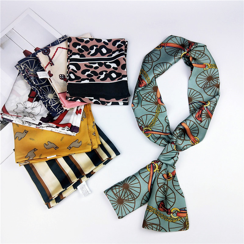 新款长条小丝巾韩国百搭女领巾细窄双面围巾秋冬装饰时尚领带纱巾