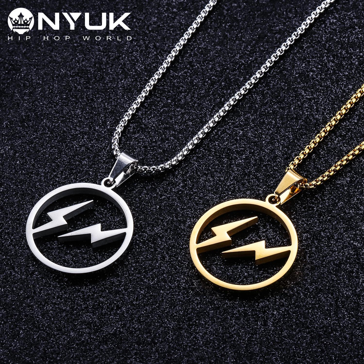 钛钢雕刻闪电吊坠项链 情侣学生简约嘻哈潮牌饰品吊坠 防褪色