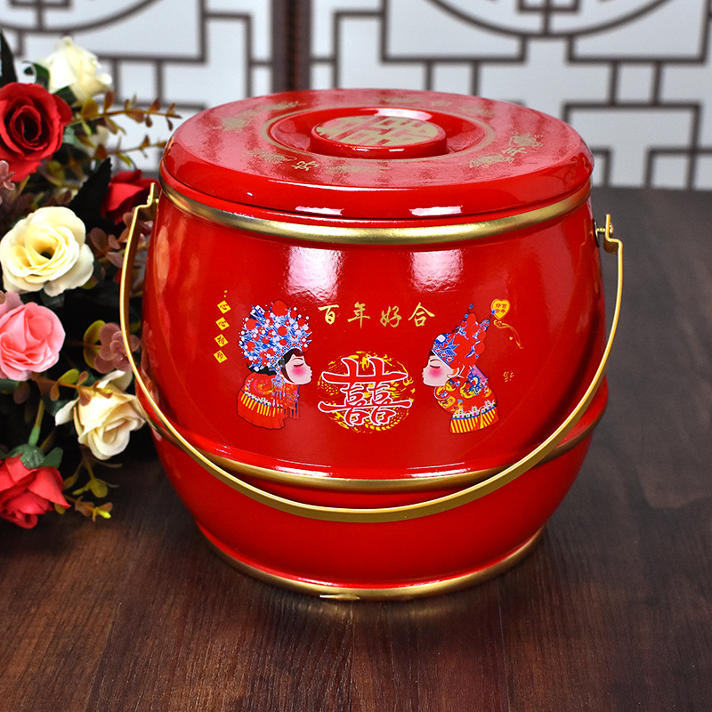 Spot Goods Children's Bucket Wedding Supplies Colorful Children's Bucket Wedding Dowry Decoration Wooden Red Children's Bucket Manufacturer