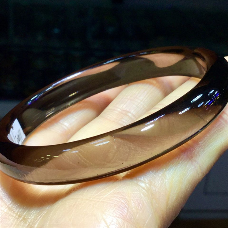 东海水晶天然茶水晶经典小细镯手镯