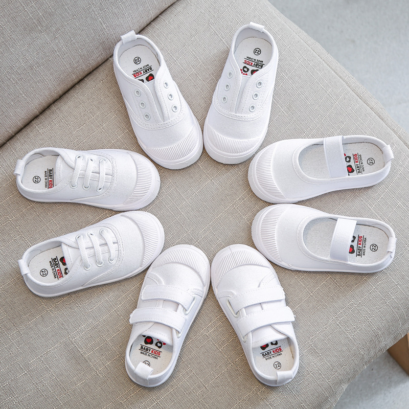 Children's Shoes Children's Canvas Shoes Girls' White Shoes Campus Soft Bottom Indoor Shoes Boys Kindergarten 2022 Spring and Autumn New