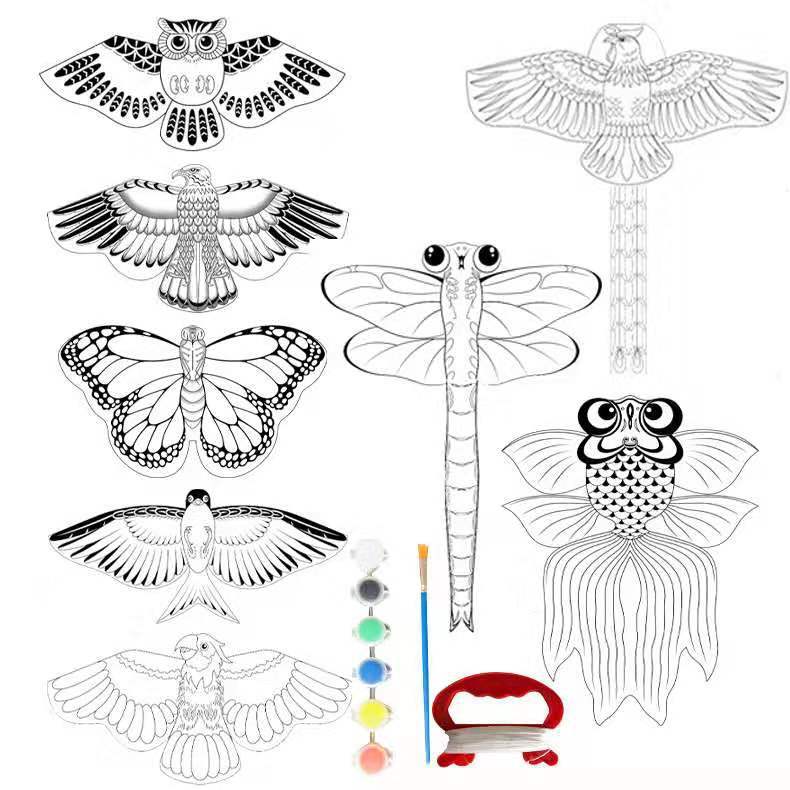 潍坊绘画竹子平板风筝diy填色教学空白风筝 儿童涂鸦风筝