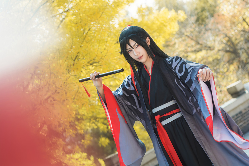 夷陵老祖魏婴魏无羡祖师古风古装汉服男魔道衣服cosplay一件代发