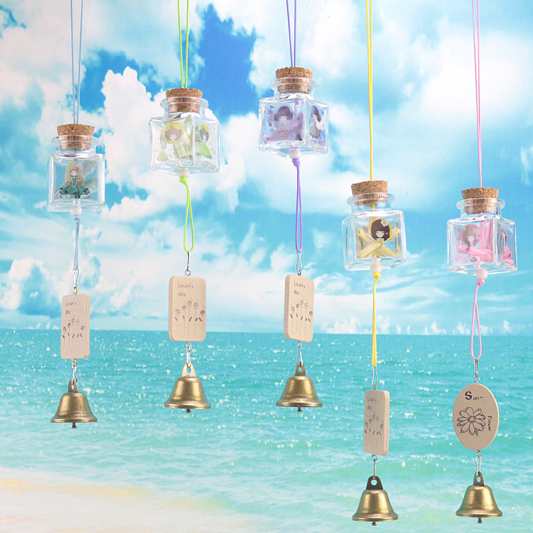 彩色许愿瓶风铃漂流瓶玻璃风铃创意家居挂件学生礼品挂饰生日礼物