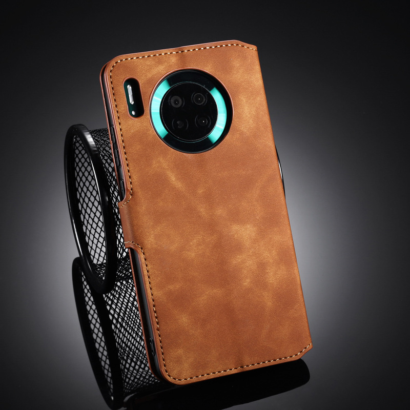 复古油边挂绳适用华为mate30手机套翻盖插卡支架mate30 pro保护套