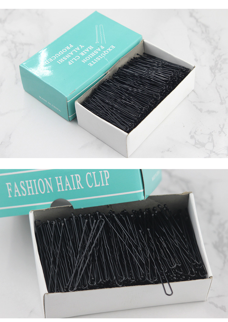 盒装黑色u型夹盘头夹子影楼盘发插针加粗固定不变形u形卡子发饰