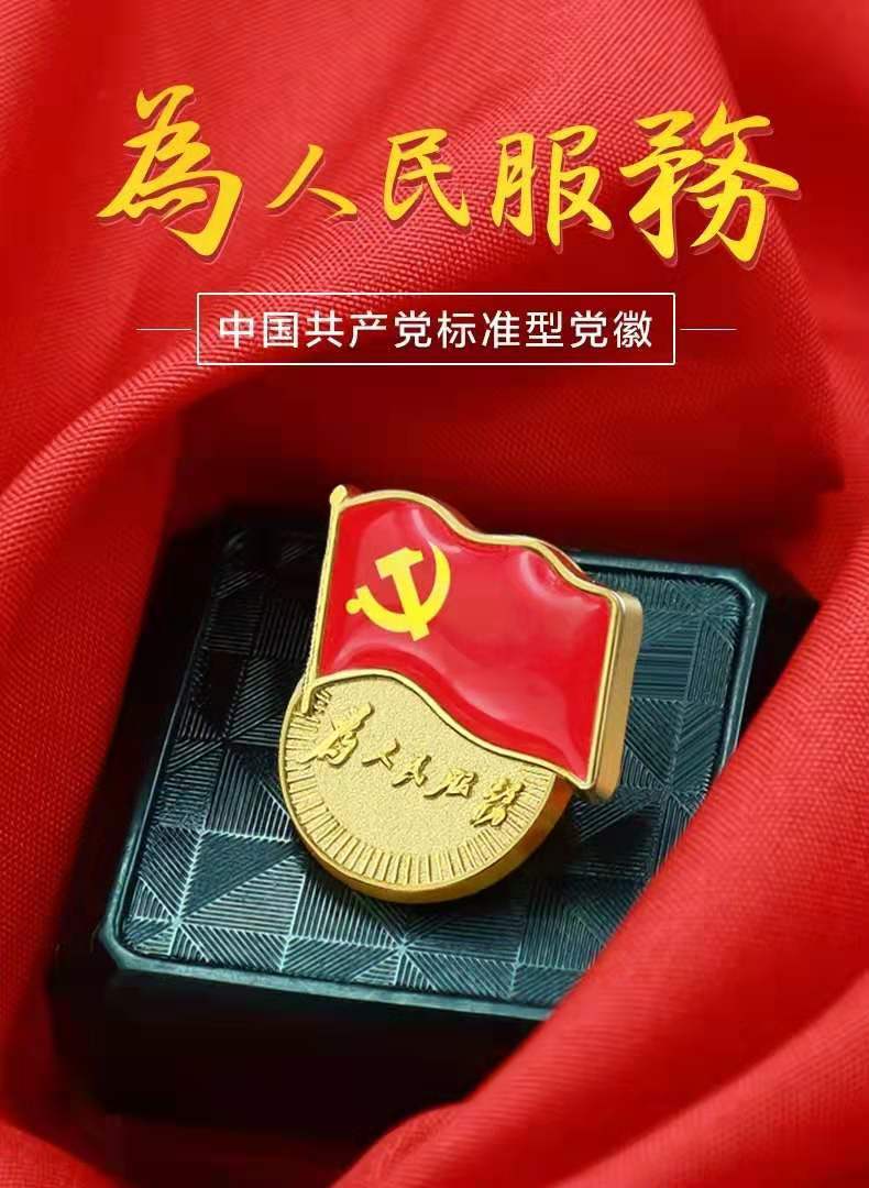 现货铜材质党徽共青团团徽 国旗胸针金属党徽中国志愿者徽章