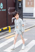 儿童爵士舞表演服装韩版露脐现代舞亮片表演服男女童六一街舞套装