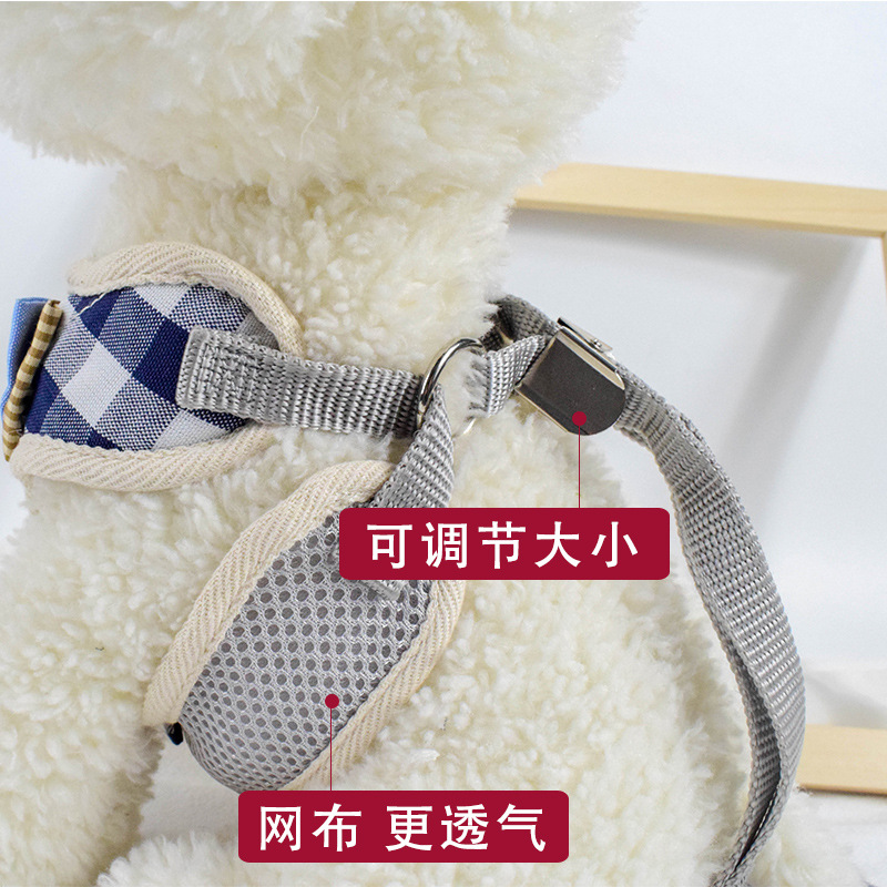 Gentleman Button Small and Medium-Sized Dogs Traction Chest Strap Mesh Breathable Dog Rope Leash Adjustable Dog Leash