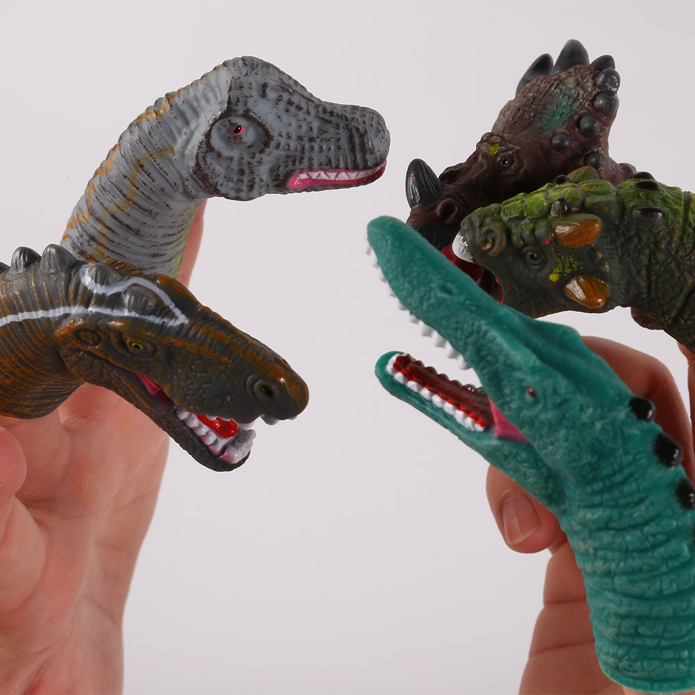 批发抖音同款搪胶手指龙手偶恐龙模型指套玩具恐龙模型手指玩偶全
