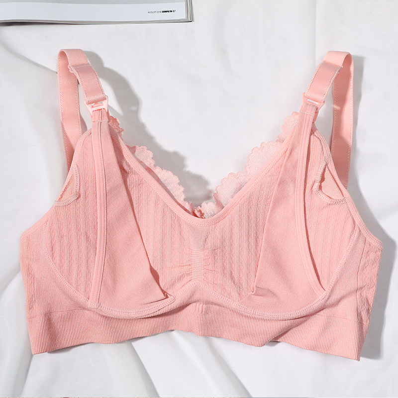 孕妇无钢圈内衣上开扣聚拢防下垂哺乳内衣可调节孕妇哺乳蕾丝文胸