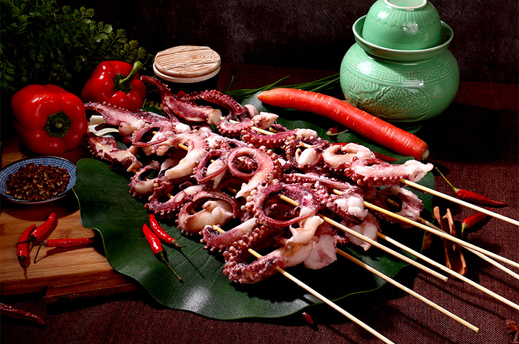 【网红爆款】铁板烧烤夜市食材现货凤舞章鱼串鱿鱼须冷冻水产批发
