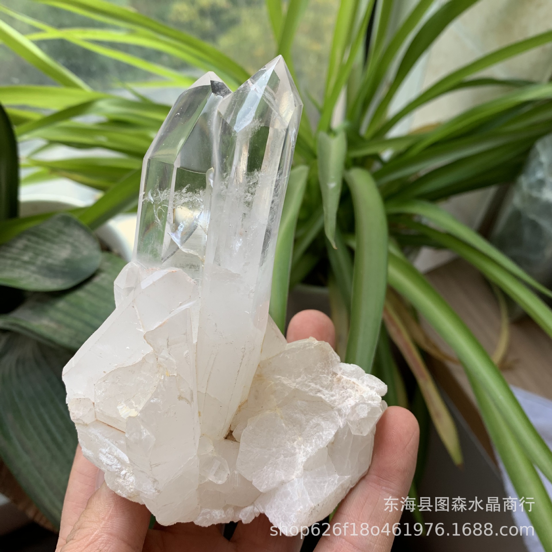 批发水晶柱工艺品白水晶柱晶石簇原石居家办公摆件白水晶簇