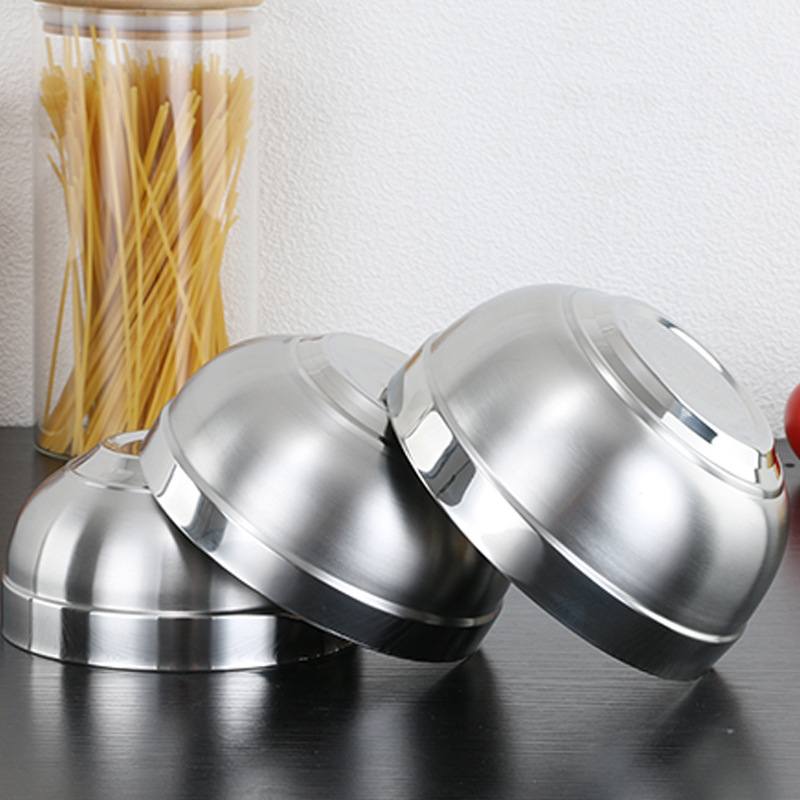 双层304不锈钢碗隔热碗成人家用饭碗员工汤碗幼儿园碗食堂碗商用