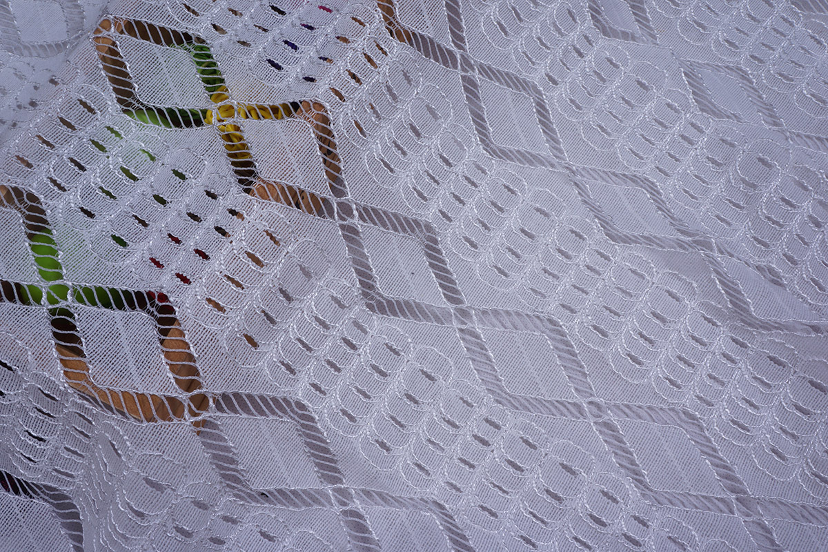 新款蕾丝 几何条纹拼接方格锦棉蕾丝面料 无弹连衣裙蕾丝面料