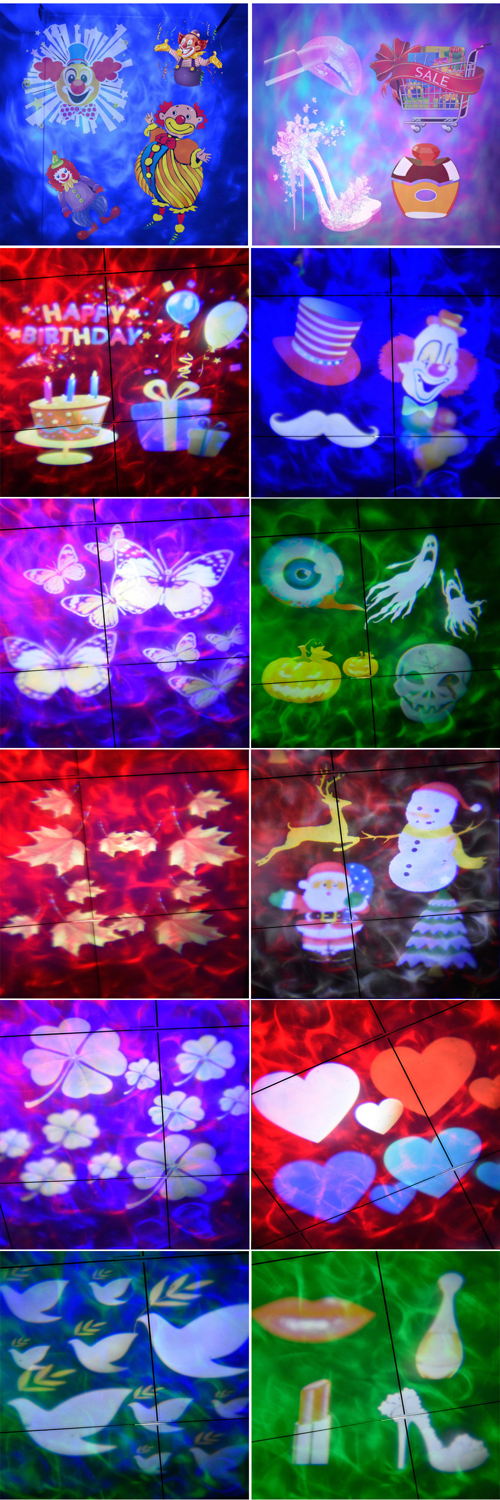 22图案户外防水庭院led遥控菲林投影灯 圣诞节日水纹效果雪花灯