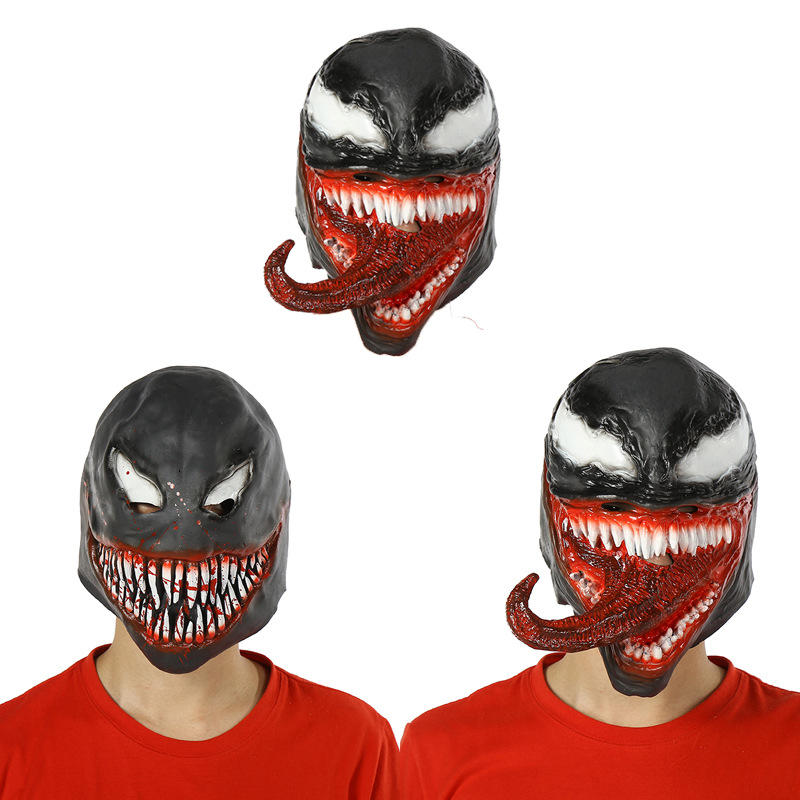 跨境cosplay毒液面具蜘蛛侠 复仇者联盟毒液乳胶漫威电影人物头套