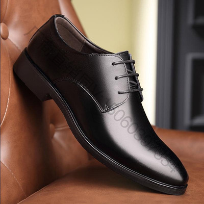 新款牛皮商务正装系带男士皮鞋 百搭系带尖头婚鞋 发型师男皮鞋