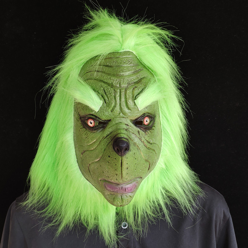 万圣节圣诞怪杰手套格林奇面具绿毛怪头套鬼灵精格林奇偷走圣诞节