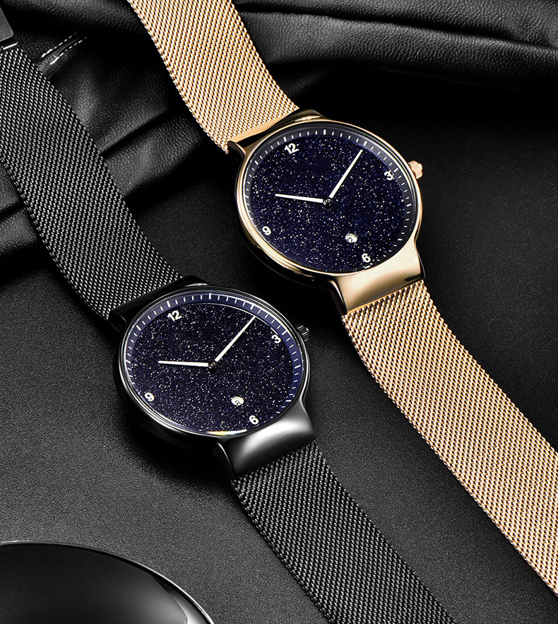 手表厂家定制璀璨星空男士手表 网红休闲超薄星空男表可定制logo