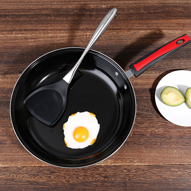 厂家定制锅具搪瓷平底锅家用不粘煎锅26cm28cm30cm单柄不粘煎锅盘