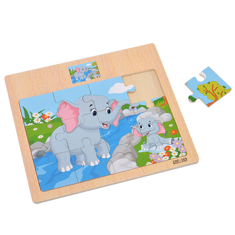 Wholesale Wooden 12-Piece Puzzle Puzzle Infant Children Early Childhood Educational Toys Animal Transportation Wooden Puzzle Toy