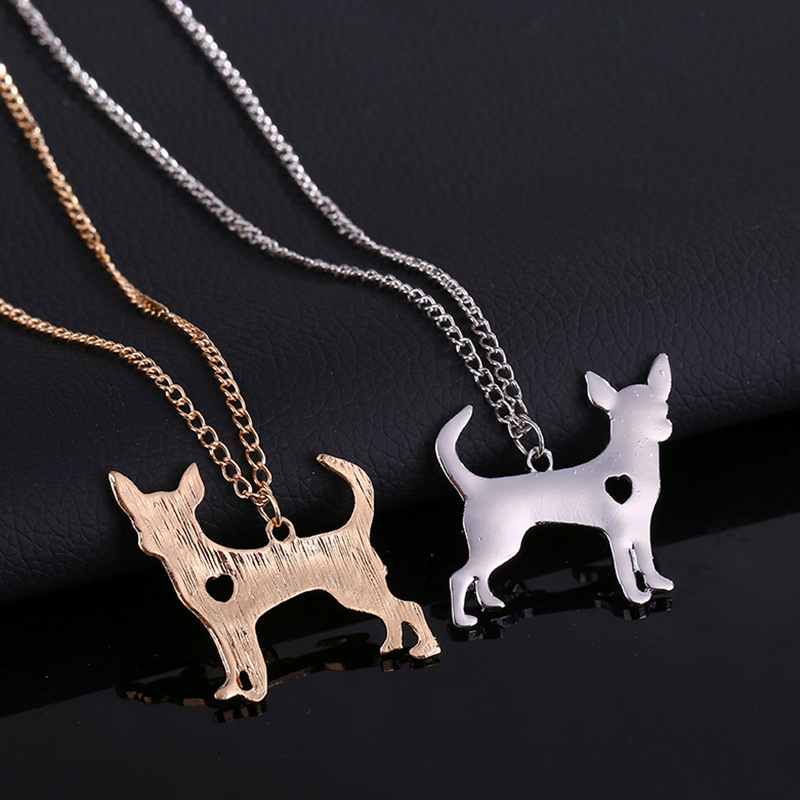韩版简约小狗项链 时尚气质衣服配饰毛衣链吊坠装饰饰品