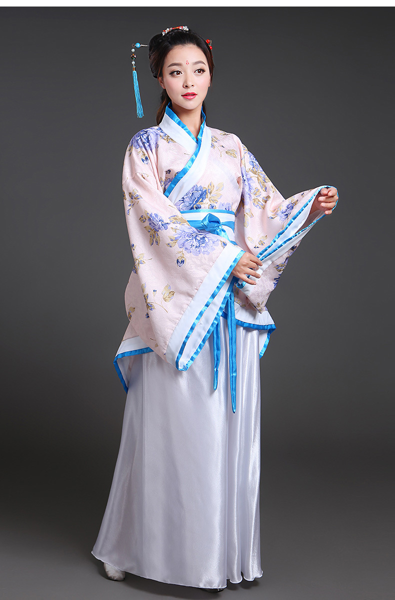 新款古装改良汉服女春季写真古筝演出服古代女装襦裙曲裾表演服装