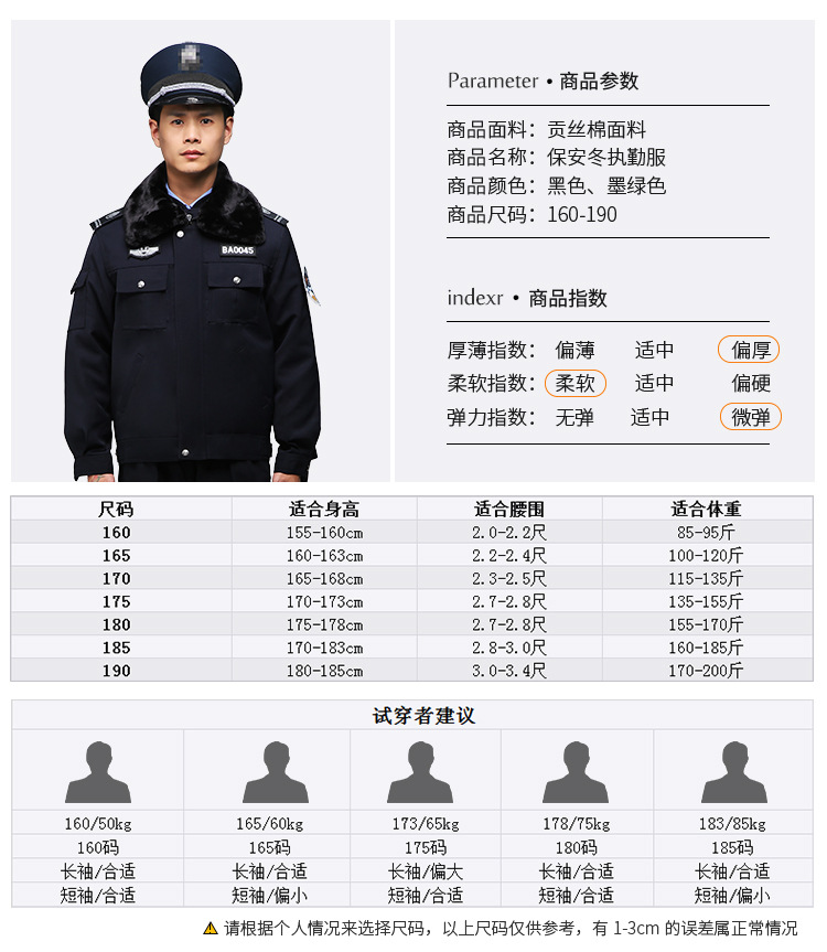 2011款保安冬执勤棉袄 保安制服加厚保暖夹克款 多功能防寒大衣
