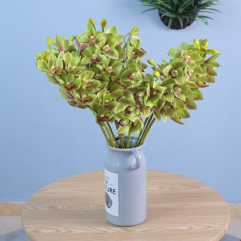 12头胶片手感蕙兰仿真蕙兰跳舞兰仿真东亚兰兰花假花落地花北欧