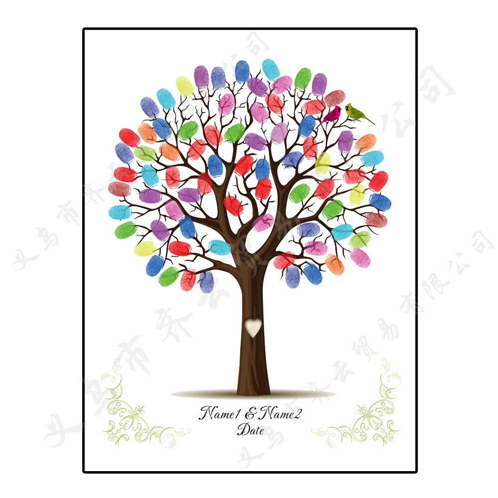 欧式婚礼装饰指纹画派对庆典babyshower指纹diy签到树hk069