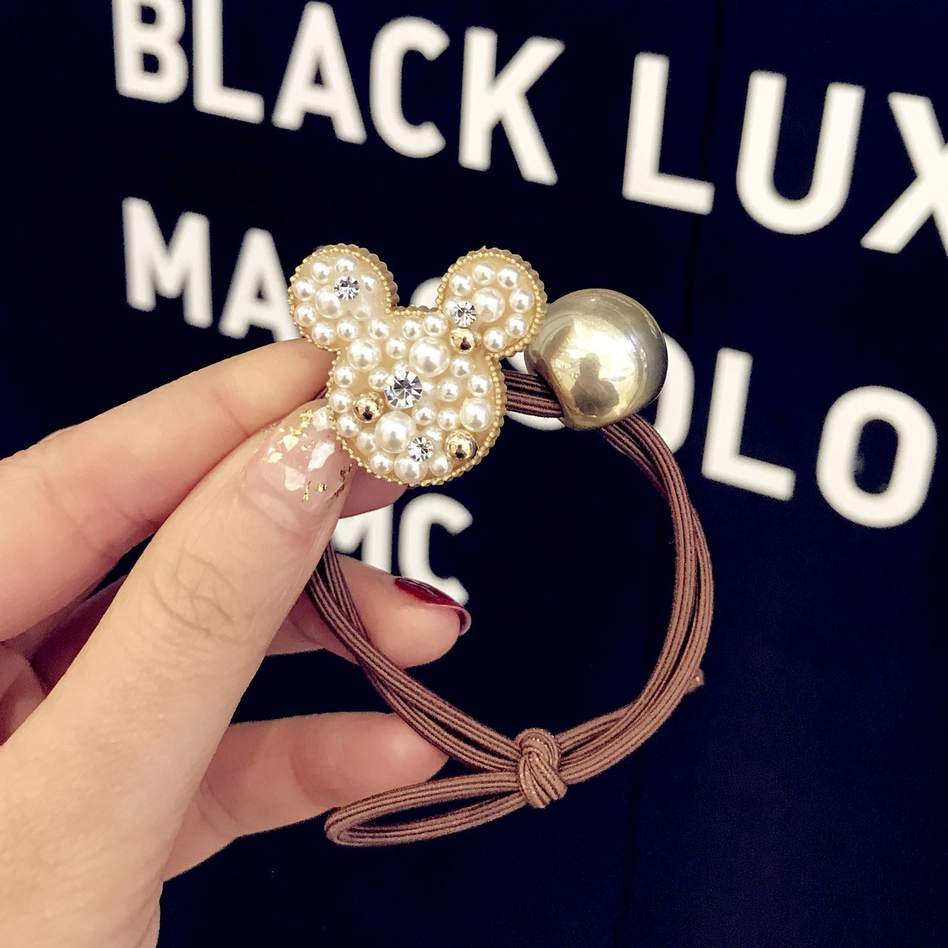 韩国东大门复古发饰满珍珠几何圆形皮筋发绳爱心星星镶钻头绳发饰