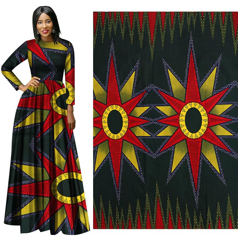 厂家全涤平纹非洲精典印花布服装面料几何图案亚马逊跨境