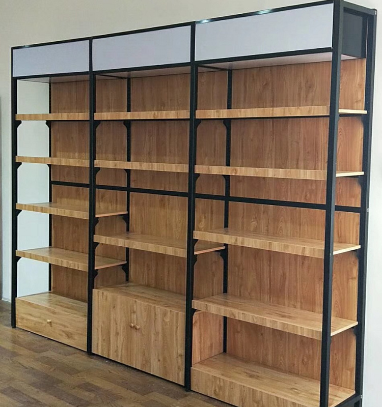 定做新款钢木货架便利店超市货架展示架日用品土特产食品陈列展柜